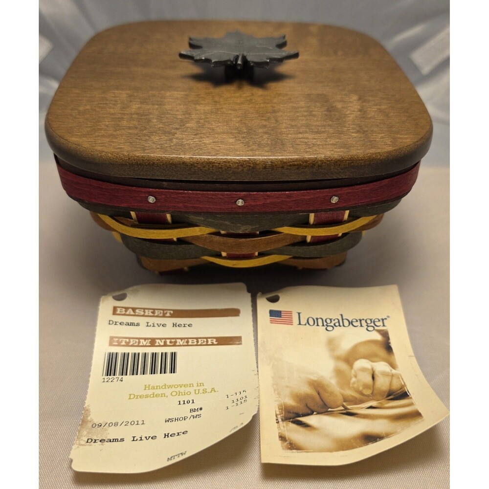 Longaberger 2011 "Dreams Live Here" Basket (12274), Collector Lid, Protector set